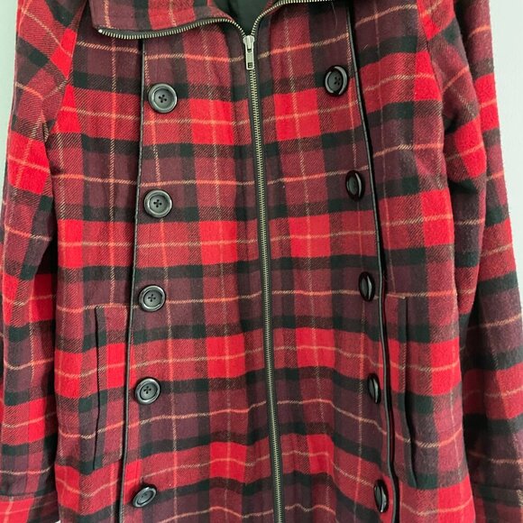 Chris and Jaime Red and Black Woman Checkered Coat Size L - Picture 3 of 7